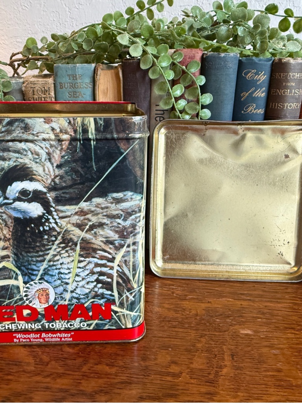 Vintage Red Man Red Tin Chewing Tobacco Collector's Storage - Picture 8 of 14